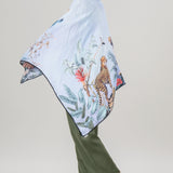 Grande Cheetah Scarf - Cerulean