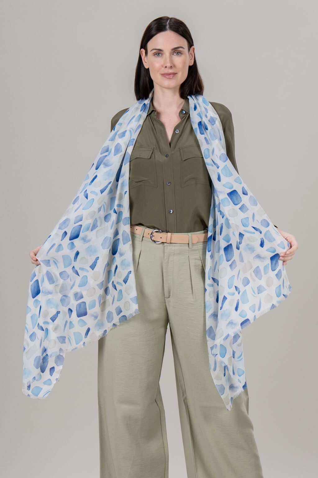 Alpine Cashmere Sea Glass Scarf in Blue Multi