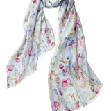 Watercolor Flowers Scarf - Blue Lavender