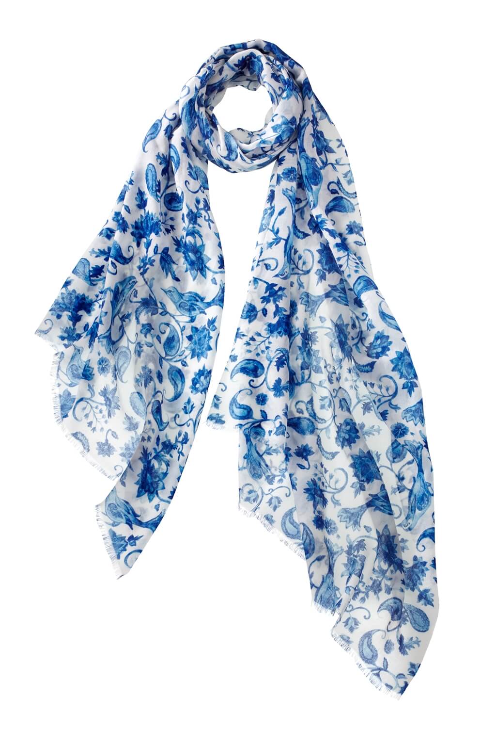 Alpine Cashmere Garden Song Scarf in Blues