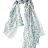 Alpine Cashmere Mozaic Scarf in Blue Haze/Lime
