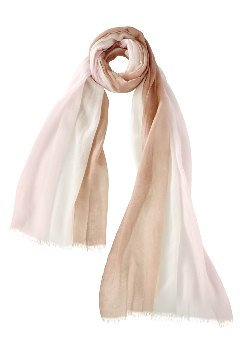 Alpine Cashmere Ombre Scarf in Camel and Soft Pink