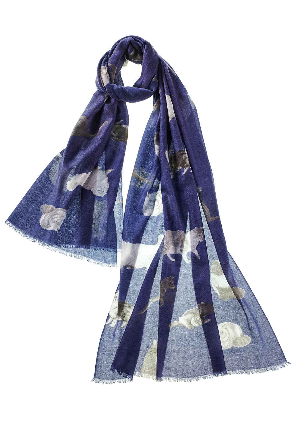 Alpine Cashmere's Featherweight Cashmere Cat Scarf in navy blue