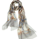Alpine Cashmere's Featherweight Cinta Scarf in Pearl Gray and Blue