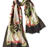 Alpine Cashmere's Featherweight Cinta Scarf in Black and Cranberry