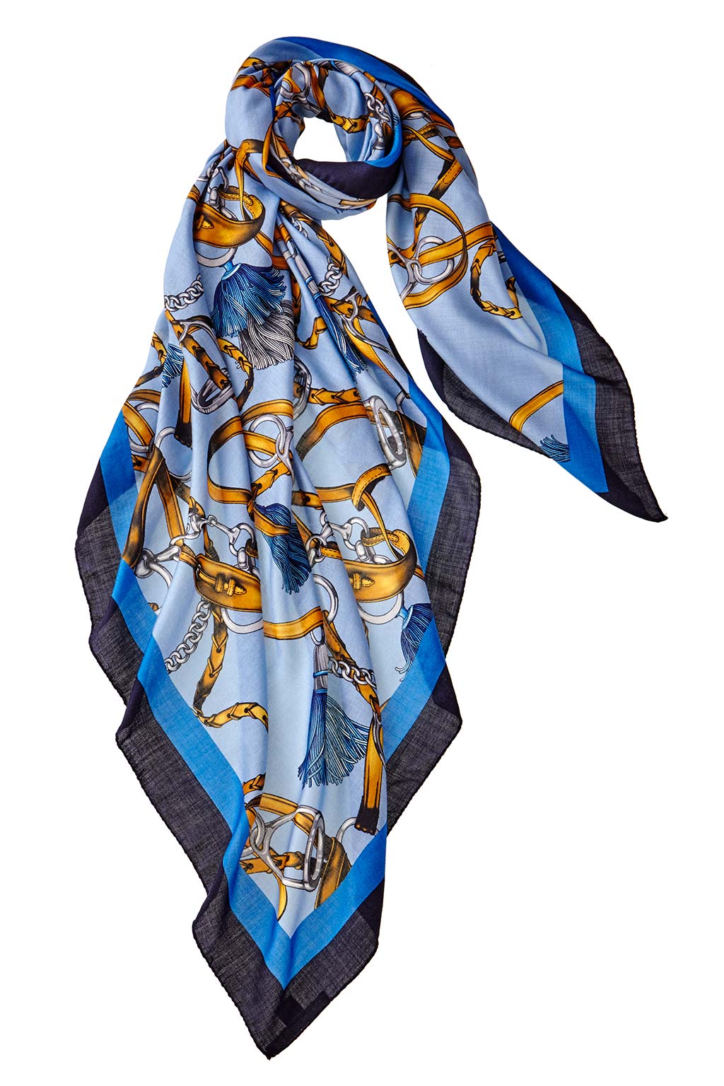 Alpine Cashmere's Made in Italy Grande Firenze Square Scarf in Azure Blue