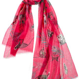 Alpine Cashmere Featherweight Monkey Scarf in Fuchsia and Fern