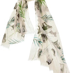 Alpine Cashmere Featherweight Monkey Scarf in Ivory and Fern