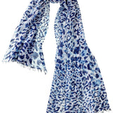 Alpine Cashmere's Leopard Scarf in Navy Blue