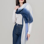 Alpine Cashmere Ombre Scarf in Bayberry and Navy