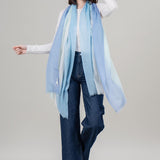 Alpine Cashmere Ombre Scarf in Placid Blue and Mint