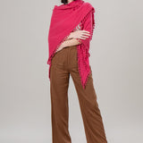 Pom-Pom Triangle Wrap - Rhubarb