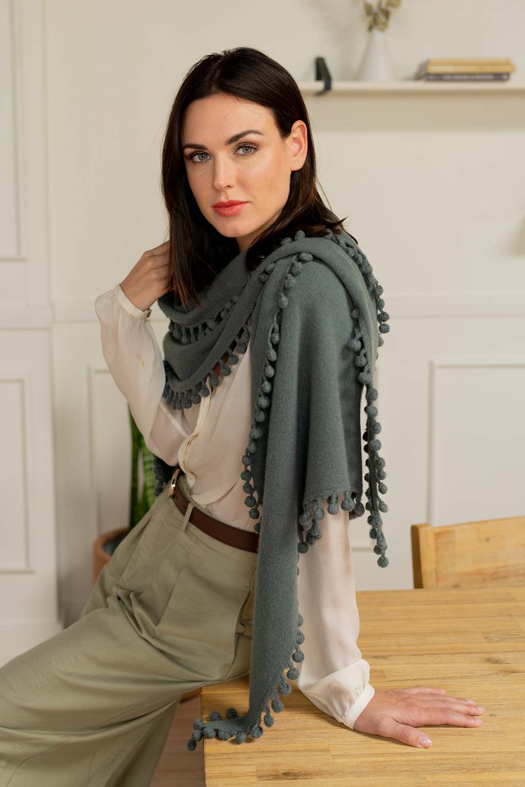 Cashmere Pom Pom Wrap