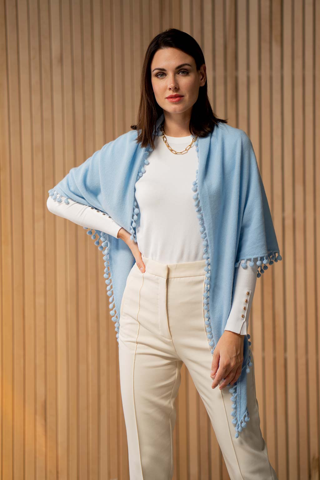 Cashmere Pom Pom Wrap