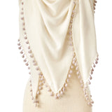 Pom-Pom Triangle Wrap - Ivory/Shortbread