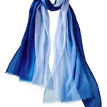 Alpine Cashmere Ombre Scarf in Deep Blue and Ocean