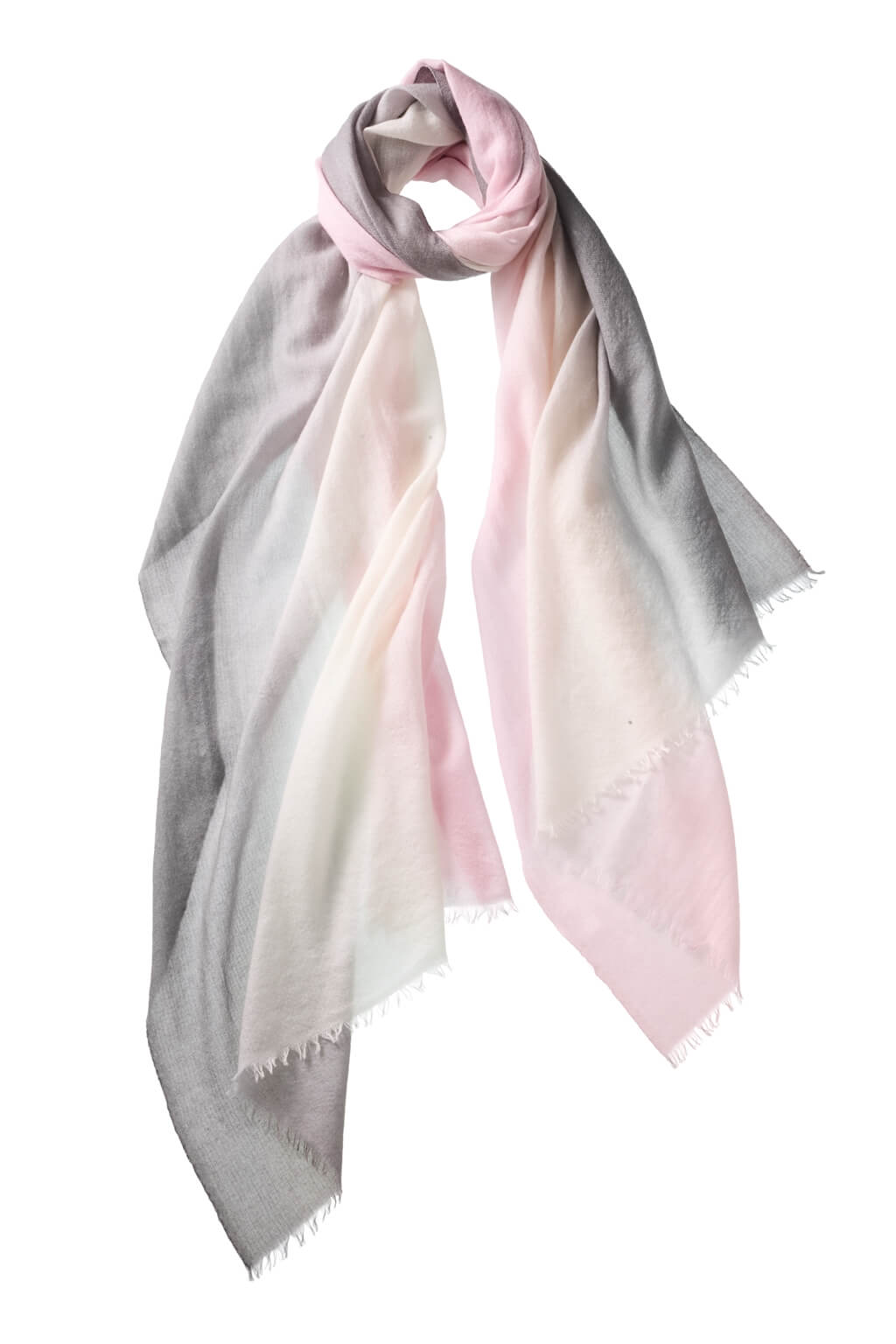 Alpine Cashmere Ombre Scarf in Light Pink and Grey