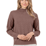 Pima Cotton Cable Twist Mock Sweater - Bark