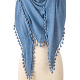 Pom-Pom Triangle Wrap - Caspian
