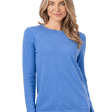 Pima Cotton Long Sleeve Crew Sweater - Faded Denim