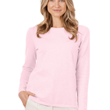 Pima Cotton Long Sleeve Crew Sweater - Parfait Pink