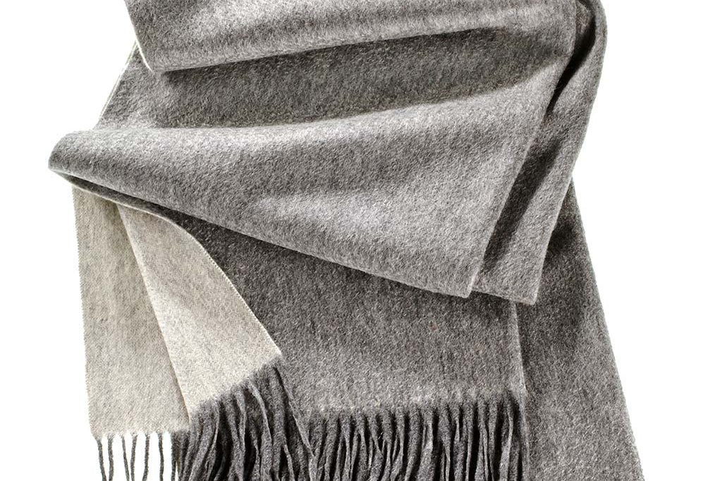 Alpine Cashmere Ripple Finish Reversible Wrap in Smoke and Ash Gray 