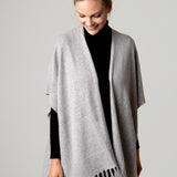 Alpine Cashmere Fringed Alicia Wrap in Birch