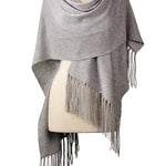 Alpine Cashmere Fringed Alicia Wrap in Birch