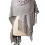 Alpine Cashmere Fringed Alicia Wrap in Birch