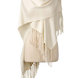 Alpine Cashmere Fringed Alicia Wrap in Ivory