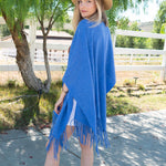 Alpine Cashmere Fringed Alicia Wrap in Ocean