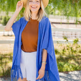 Alpine Cashmere Fringed Alicia Wrap in Ocean