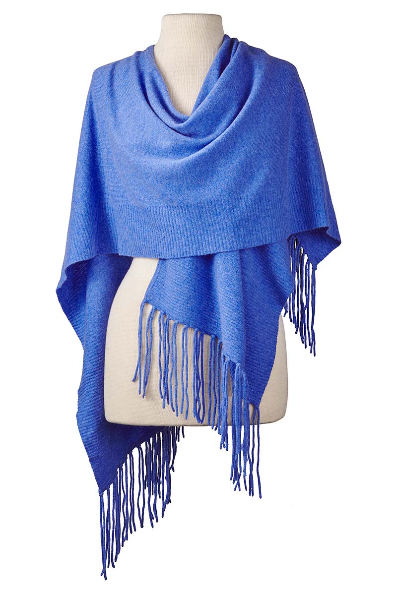 Alpine Cashmere Fringed Alicia Wrap in Ocean