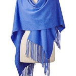 Alpine Cashmere Fringed Alicia Wrap in Ocean