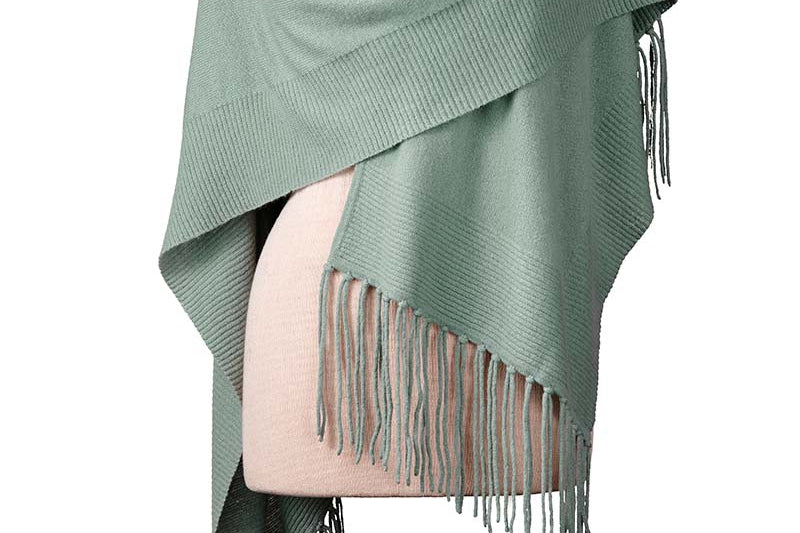 Alpine Cashmere Fringed Alicia Wrap in Sage