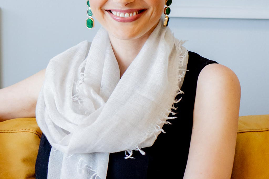 Alpine Cashmere Featherweight Alta Scarf in Birch Gray Melange