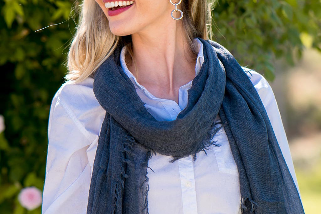 Alpine Cashmere Featherweight Alta Scarf in Charcoal Gray Melange