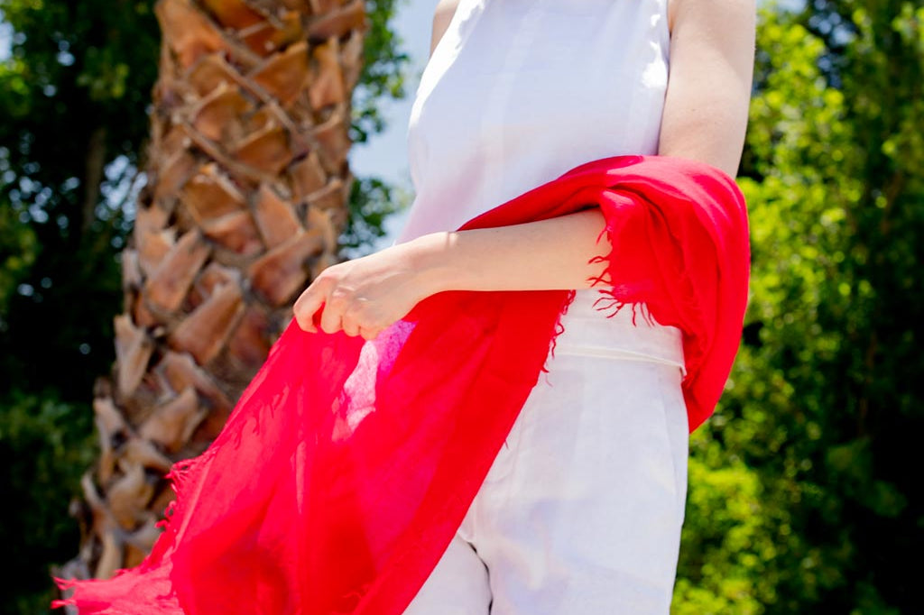 Alpine Cashmere Featherweight Alta Scarf in Cherry Red