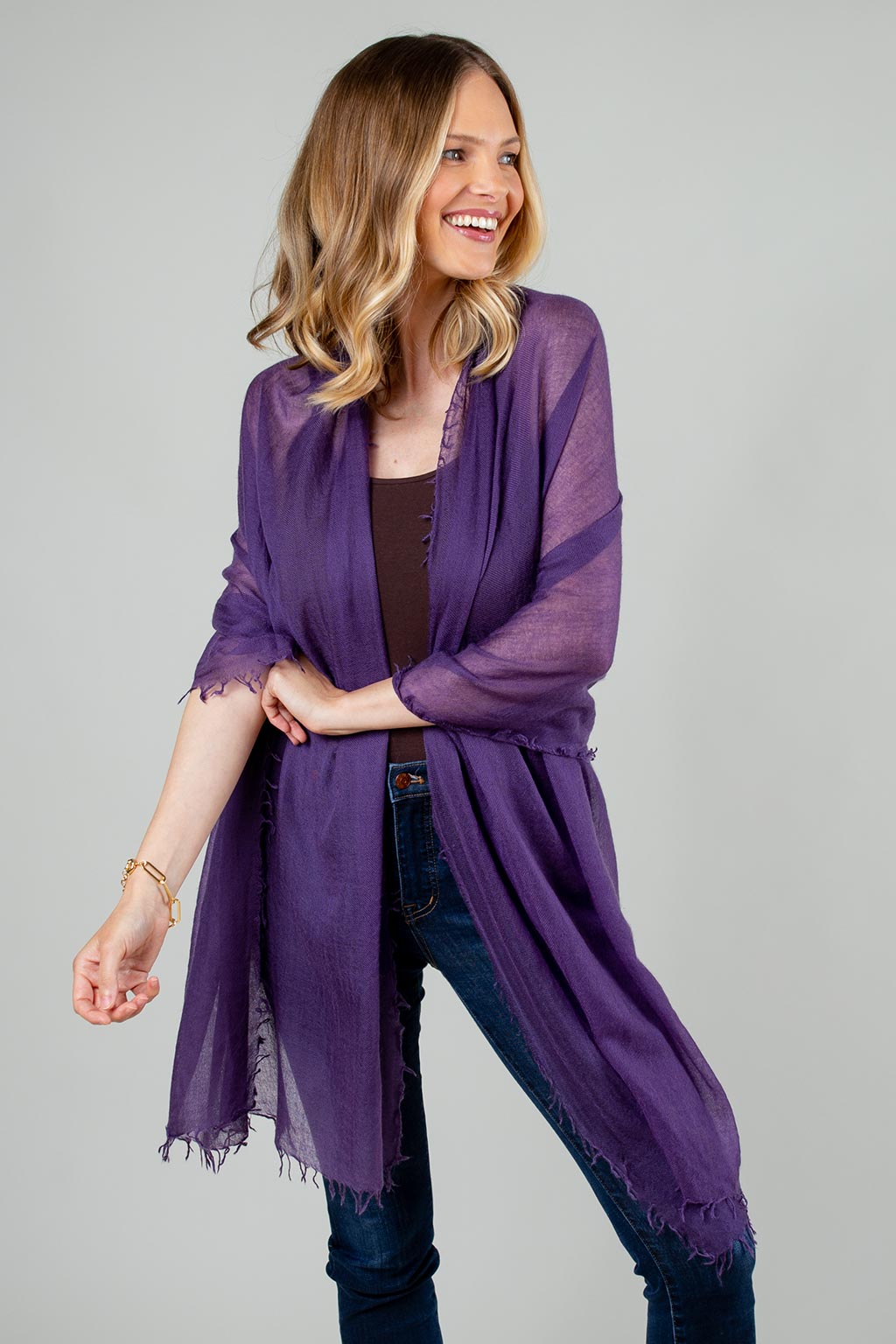 Alpine Cashmere Featherweight Alta Scarf in Eggplant Purple