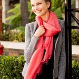 Alpine Cashmere Featherweight Alta Scarf in Guava Pink Melange