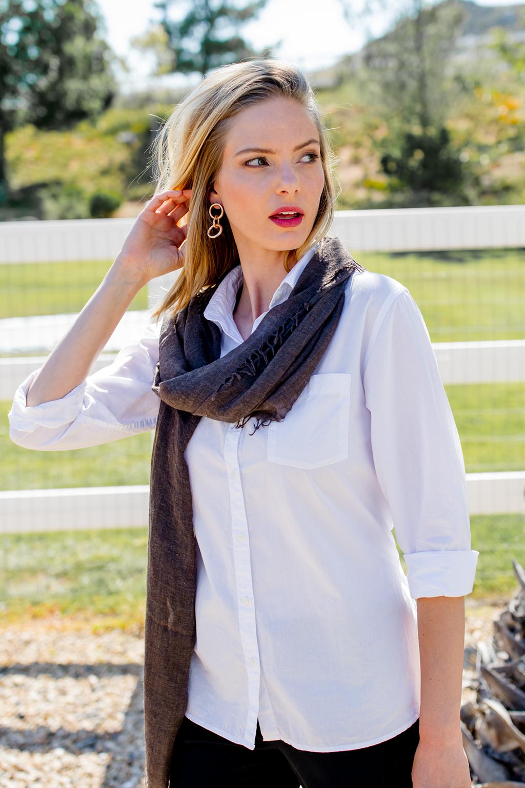 Alpine Cashmere Featherweight Alta Scarf in Java Brown Melange