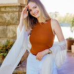 Alpine Cashmere Featherweight Alta Scarf in Oyster Ivory White