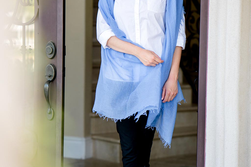 Alpine Cashmere Featherweight Alta Scarf in Periwinkle Blue