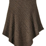 Alpine Cashmere Super Chunky Cable Poncho in Chocolate Brown