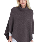 Alpine Cashmere Super Chunky Cable Poncho in Chocolate Brown