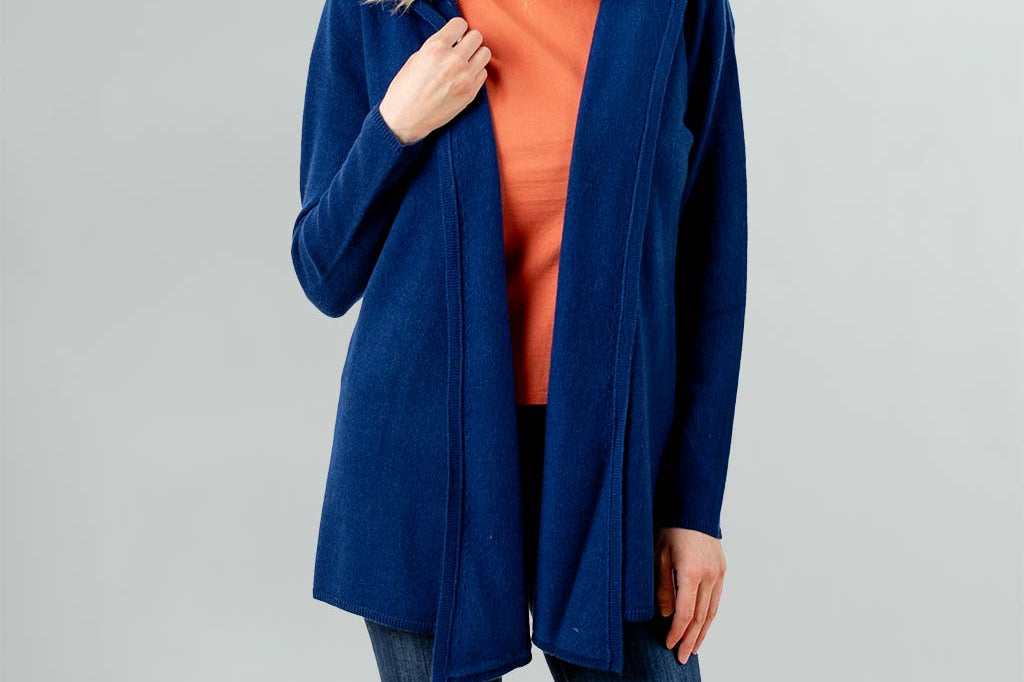 Alpine Cashmere's 100% Cashmere Casual Hoodie in Admiral Blue, Chosen as Oprah's Favorite Thing in 2020