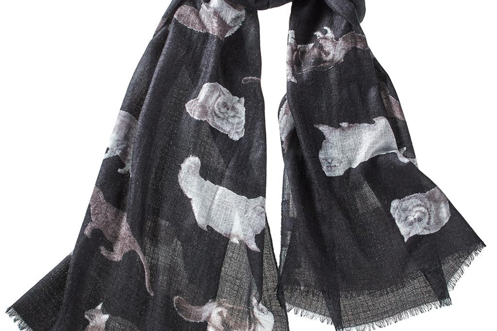 Alpine Cashmere's Featherweight Cashmere Cat Scarf in black