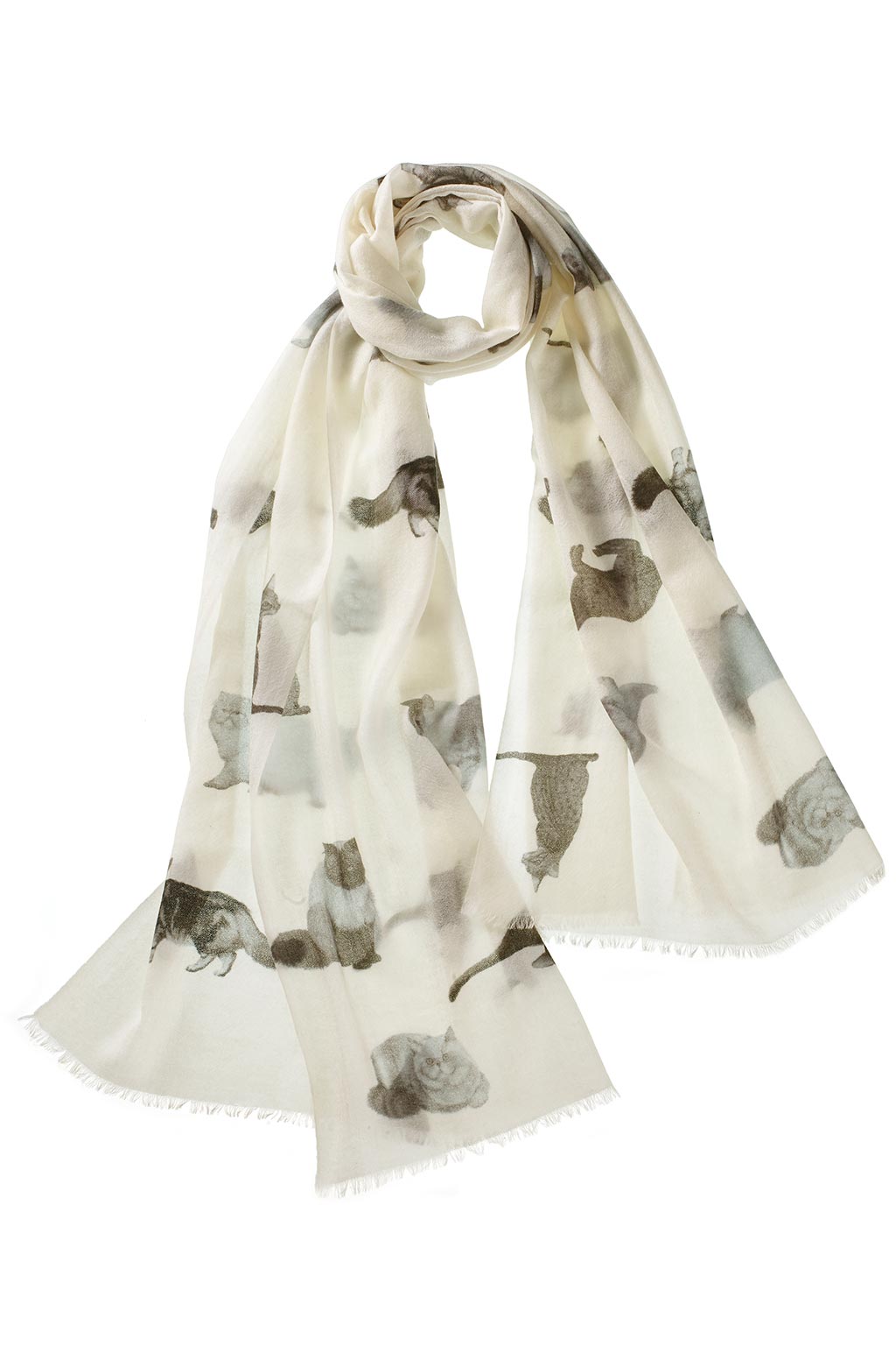 Alpine Cashmere's Featherweight Cashmere Cat Scarf in ivory