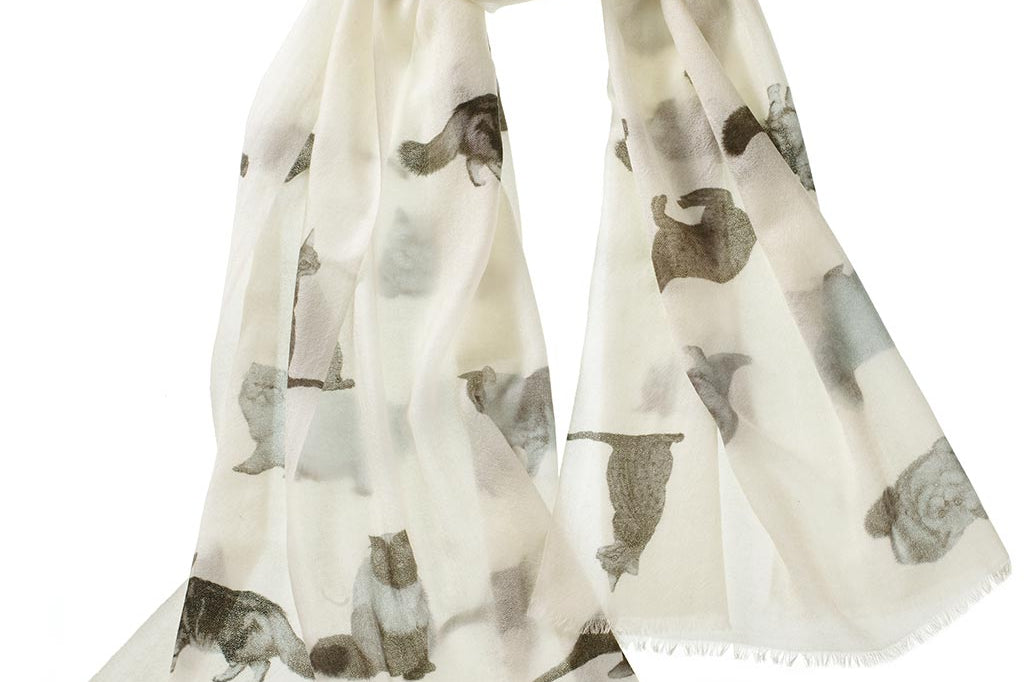 Alpine Cashmere's Featherweight Cashmere Cat Scarf in ivory