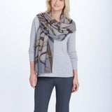 Model Wearing Alpine Cashmere's Featherweight Cavallo Scarf in Pecan